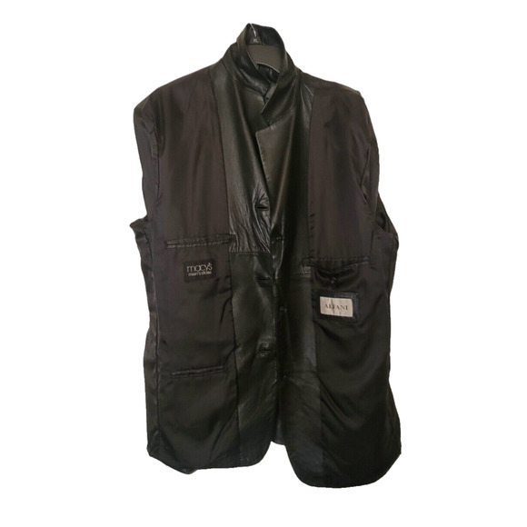 Alfani for Macy’s Buttery Soft Men's Leather Blazer Jacket Coat Black Size S42 - Picture 4 of 7